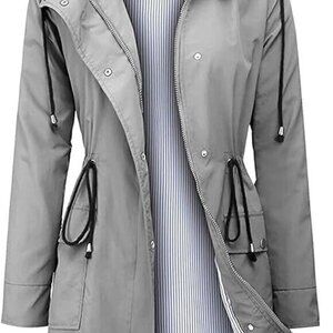 Waterproof Grey Raincoat with Hood